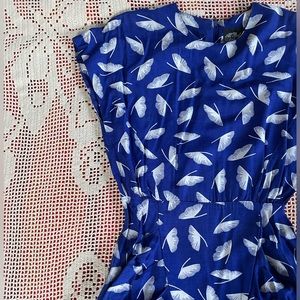 Vintage 80’s Peplum Wiggle Dress w Gingko Leaf Print